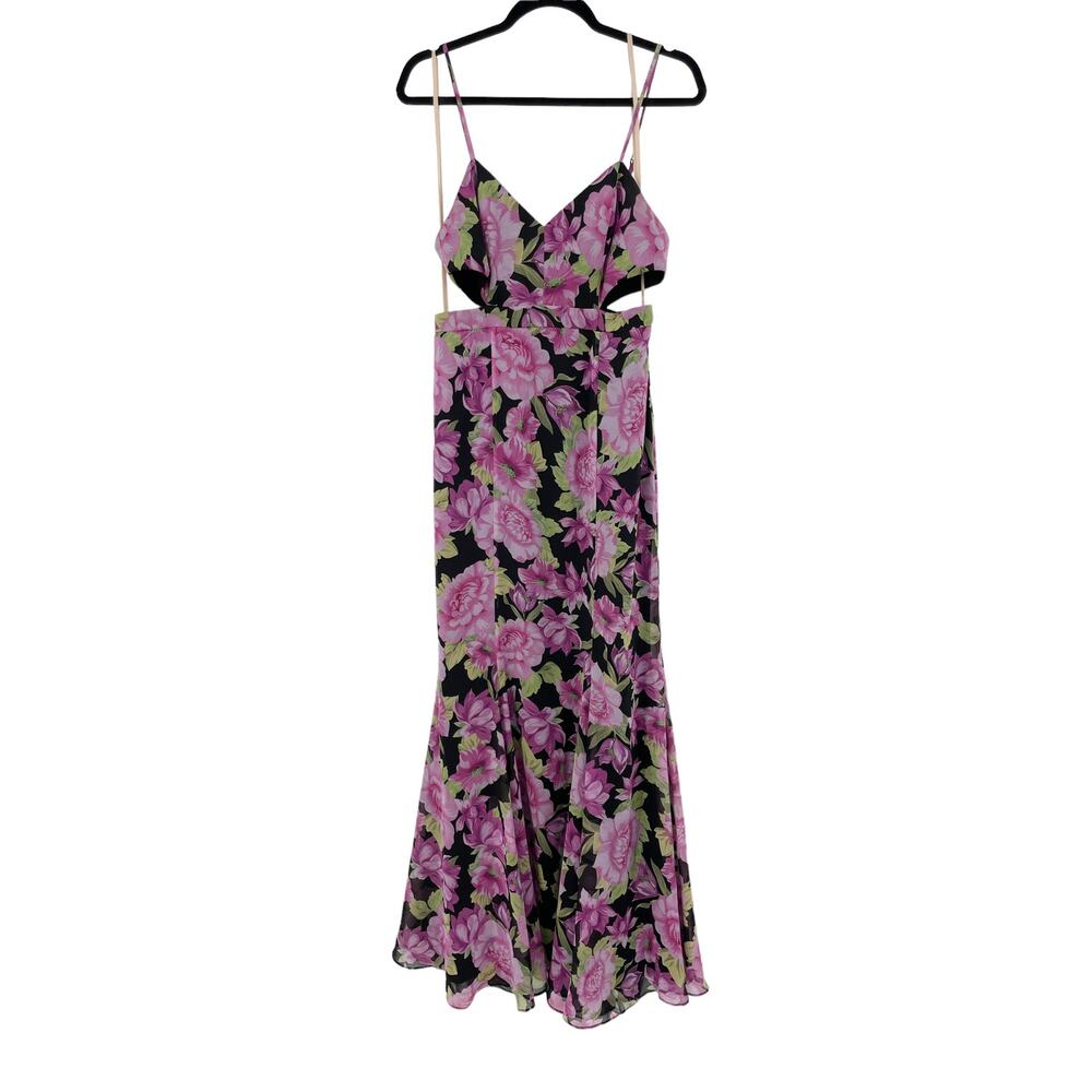Fame and Partners Dress Womens 6 Sienne Maxi Pink Cutout Waist Floral